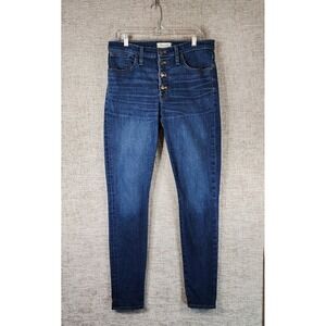 Madewell 9" High Rise Skinny Jeans Womens 30T Tall Blue Button Front Nice 33x31